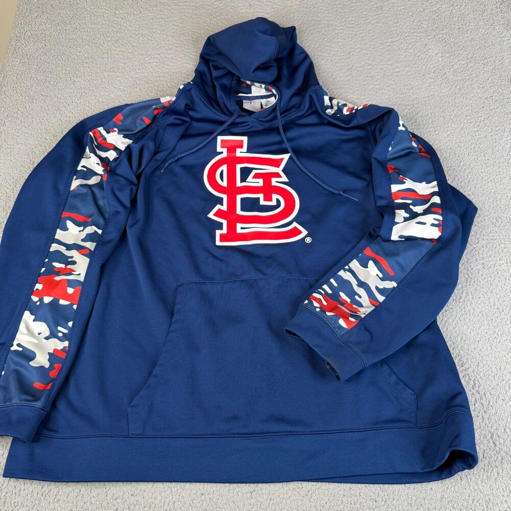 ST. LOUIS CARDINAL Sweatshirt Men 3XL Blue Hoodie Camo Baseball Pullover MLB Fan